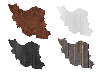 Political divisions. Patriotic sublimation wood textured backgrounds set on white. Iran