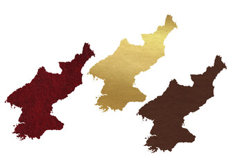 Political divisions. Patriotic sublimation leather textured backgrounds set on white. Korea North