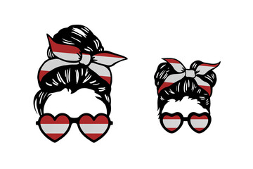 Obraz premium Family clip art in colors of national flag on white background. Austria
