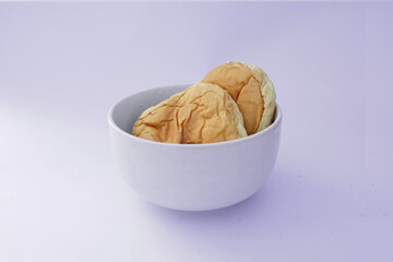 carbohydrate food, 2 stacked white bread on plain background