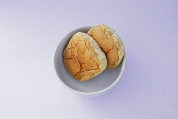 carbohydrate food, 2 stacked white bread on plain background