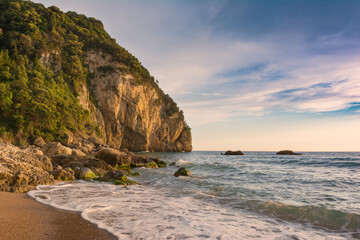 Seascape of picturesque wild beach in the paradise island