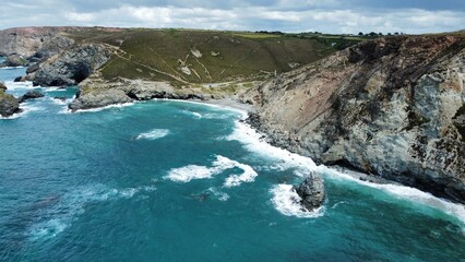 This an Aerial view of Trevellas Coombe, St Agnes
