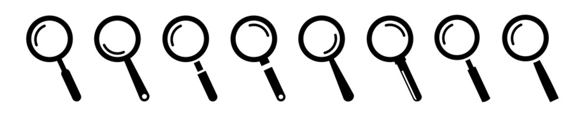 Set of magnifying glass vector icons. Search symbol. Vector 10 EPS.