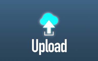 Upload, uploading files to a cloud service, online data storage, network, internet, filehosting, cloud computing, technology, digitalization 