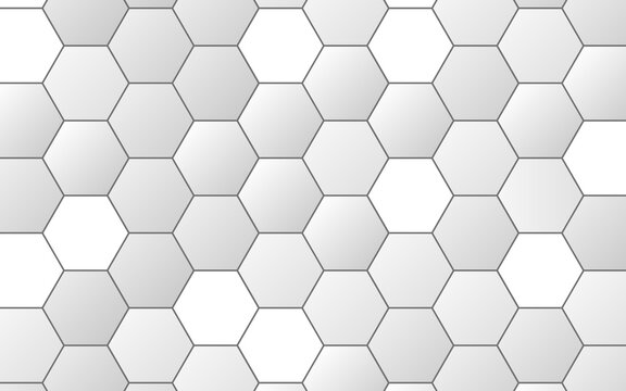 Hexagon Texture. Grey Honeycomb Mosaic. Realistic Mesh Cells. Abstract Geometric Grid. Futuristic Hexagonal Wallpaper. Vector Illustration