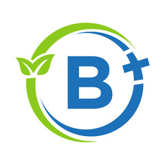 Letter B Healthcare Logo. Doctor Logo on Alphabet B Sign. Medical Pharmacy Plus Symbol Design