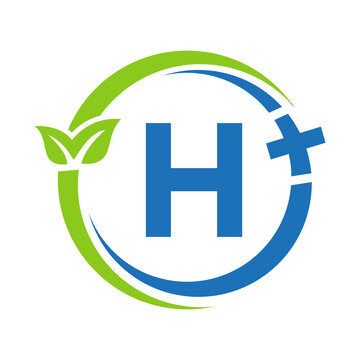 Letter H Healthcare Logo. Doctor Logo on Alphabet H Sign. Medical Pharmacy Plus Symbol Design