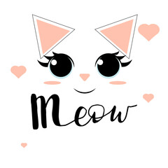 Typography slogan with cute cat illustration.Vector illustration.Print graphic for T-shirt