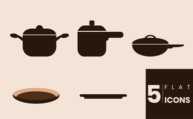 kitchen icons pack vector flat black silhouette