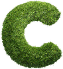 grass letter C isolated on white background