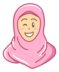 Young moslem girl with wink happy expression