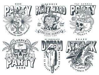 Fototapeta premium Party set posters monochrome vintage