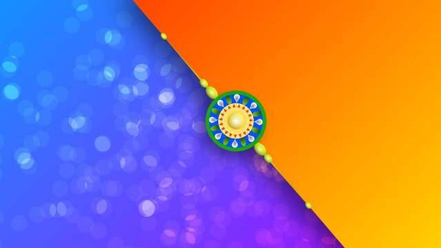 txt free rakshabandhan background with orenge and blue gradient background.
Floating circles on blue colour. Concept for celebrating brother and sister relation in India.