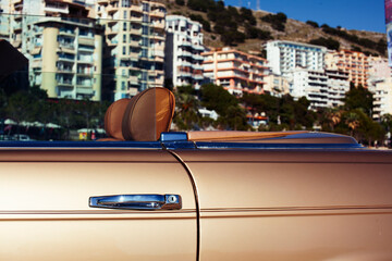 real old fashion cabriolet car at seaside touristic view lifestyle