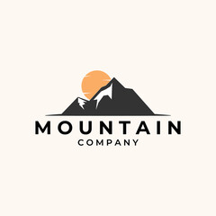 Sunshine Mountain logo design template illustration
