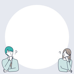 疑問・不安・悩みを抱える2人のビジネスマンのイラスト素材｜mayucolor05