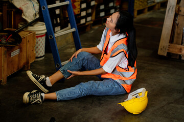 Work accidents of worker in the workplace at warehouse area, Injury at Work.