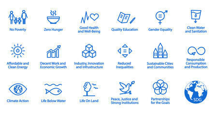 Fototapeta na wymiar 17 Sustainable Development Goals set by the United Nations General Assembly, Agenda 2030. Isolated icon set. Vector illustration EPS 10