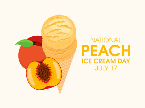 National Peach Ice Cream Day vector. Delicious peach scoop ice cream cone icon vector. Two scoops of fruit ice cream drawing. July 17. Important day - Powered by Adobe