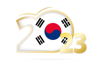Year 2023 with South Korea Flag pattern.