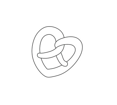 recommend clip art: Vector isolated one pretzel colorless black and white contour line doodle drawing