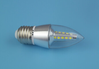 Led light lamp on blue background 