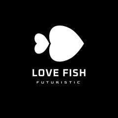 simple love fish modern logo design template