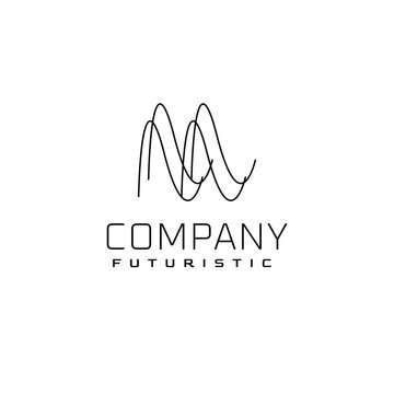 simple tech letter m modern logo design template