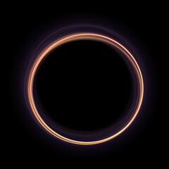 Black gold circle ring line frame background. Use photoshop layer mode lighten, screen, linear dodge (add) to remove the background