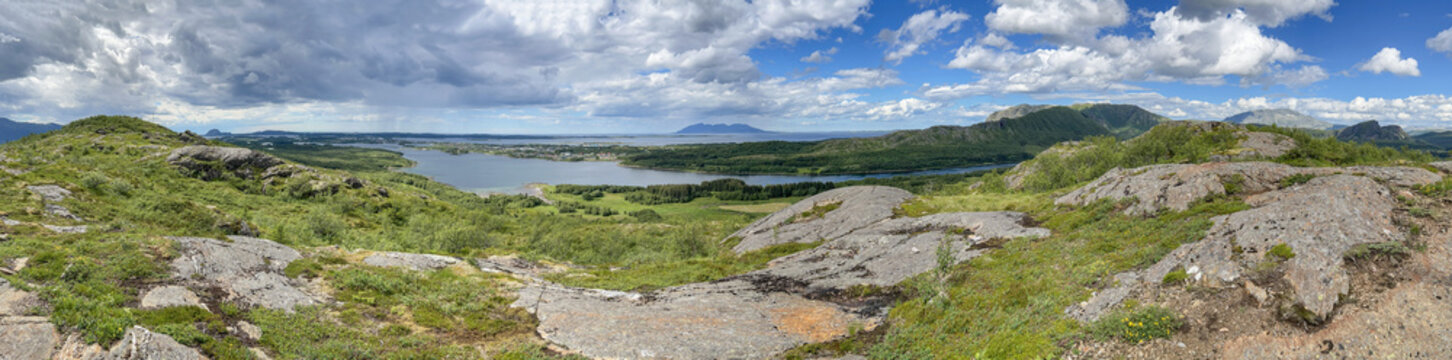 Panorama from  mountain Urstabben in Brønnøy municipality - ,Helgeland,Northern Norway,scandinavia,Europe