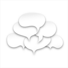 White speech bubbles with shadow on a white isolated background. The concept of communication between people in society. Vector illustration.