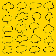 Speech bubble sign set icon. Vector illustration on yellow background.