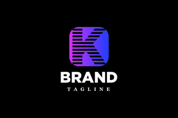 Line letter K  Tech and Business logo.