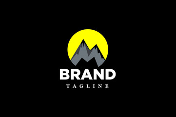 Letter M mountain adventure logo for tourism companies.