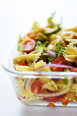tray of pasta salad
