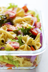 tray of pasta salad