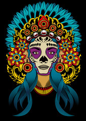 ILLUSTRATION  of the death goddess of Mexico 