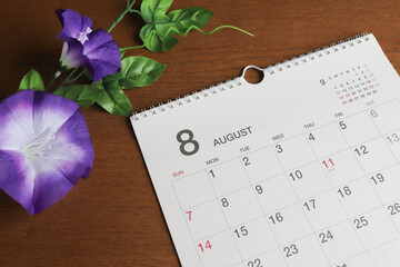 8月のカレンダー　夏休みイメージ