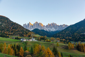 Autumn Colors in the Val di Funes, Trentino Alto Adige, Bolzano Italy