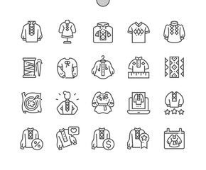 Fototapeta premium Vyshyvanka. Ukrainian traditional embroidered clothes. Vyshyvanka day. Pixel Perfect Vector Thin Line Icons. Simple Minimal Pictogram