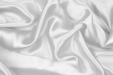Plakat Silver silk texture luxurious satin for abstract background. beautiful white fabric