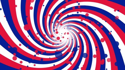 Tricolor color radial lines spin around the center of a 4K translucent background with spheres.