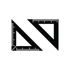 Triangle ruler vector black color editable. Two pieces triangle ruler.Ruler vector