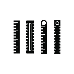 Simple various rectangle ruler black color illustration vector isolated.Ruler icon.