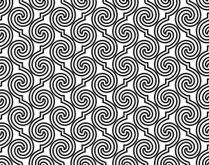 The geometric pattern with wavy lines. Seamless vector background. White and black texture. Simple lattice graphic design