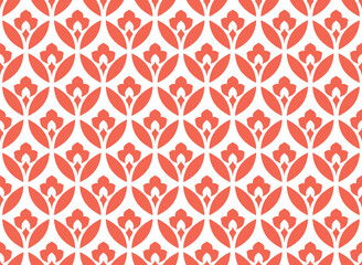 Flower geometric pattern. Seamless vector background. White and pink ornament. Ornament for fabric, wallpaper, packaging. Decorative print