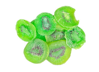 Heap of dry kiwi slices isolate