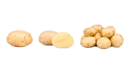 Fototapeta na wymiar Young potatoes isolate, set