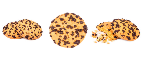 Cookies with chocolate isolate, set